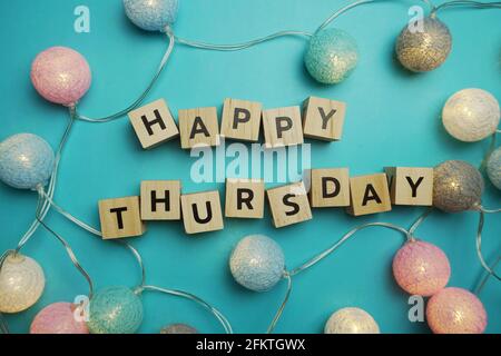 Happy Thursday with Blue Summer Font Stock Photo - Alamy