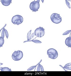 Seamless pattern with hand drawn pastel blueberry Stock Vector