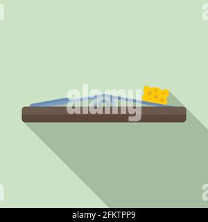 Cheese mouse trap icon, flat style Stock Vector