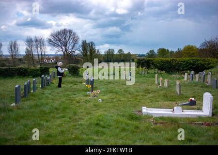 search for family grave, Limpenhoe, St Botolph, church graveyard Stock Photo