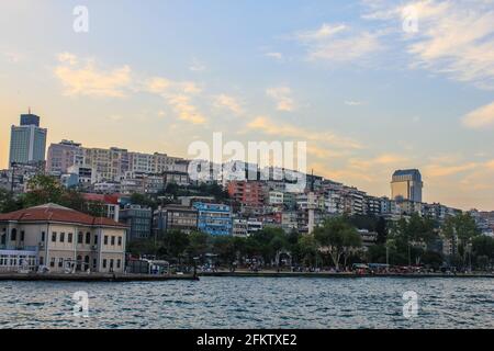 Istanbul, Turkey - May 12, 2013: View of Buildings Overlooking the Sea Stock Photo