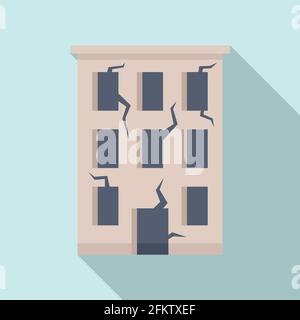 Destroyed building icon, flat style Stock Vector