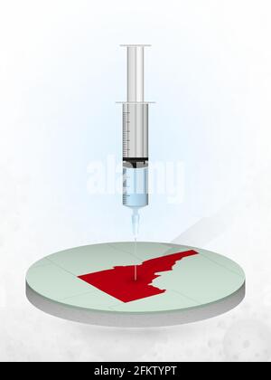 Vaccination of Idaho, injection of a syringe into a map of Idaho. Vector illustration of a syringe with vaccine and map. Stock Vector