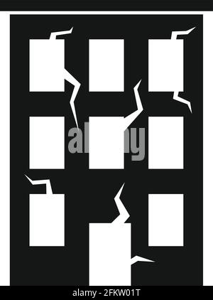 Destroyed building icon, simple style Stock Vector