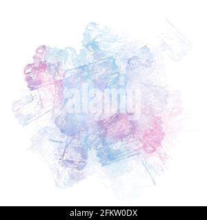 Pink and blue watercolor cloud on white background. Colored ink stain. Stock Photo