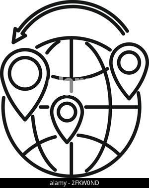 Global illegal immigrants icon, outline style Stock Vector