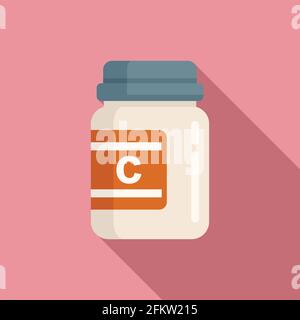 Vitamin jar icon, flat style Stock Vector