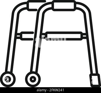Senior walker icon, outline style Stock Vector