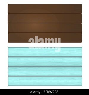 Set of different wooden backgrounds: aged painted wood and dark brown boards. Vector illustration in realistic style. Plates isolated on white backgro Stock Vector