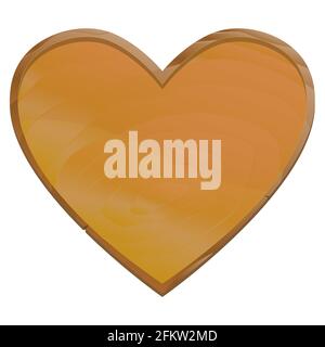 a wooden heart, like a sign or a plate. Isolated on white background.  Vector illustration in realistic style. Stock Vector