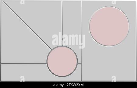 Mood Board, layout, template, presentation, electronic board or collage. Composition in a minimalistic style with two accent circles. Substrate with a Stock Vector
