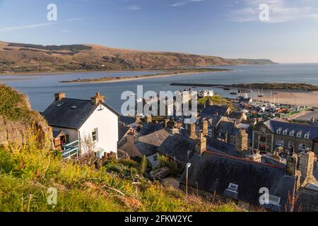 Barmouth and Fairbourne from Dinas Oleu, Snowdonia, Wales Stock Photo