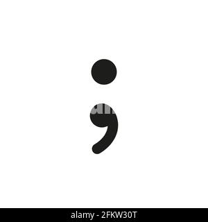 Semicolon symbol hand drawn with blue and pink highlighters, isolated on a blank background. Vector illustration, easy to edit, manipulate, resize or Stock Vector