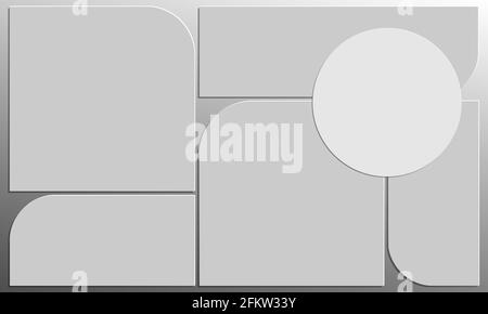 Mood Board, layout, template, presentation, or collage. The composition is in a minimalistic style with rounded bars and a circle. Substrate with the Stock Vector