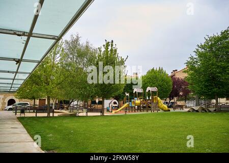 OLAZ, NAVARRA SPAIN 24 APRIL 2021: Olaz Council House and surrounding park Stock Photo