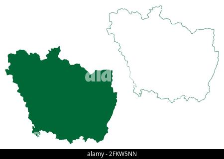 Rajgarh district (Madhya Pradesh State, Bhopal division, Republic of India) map vector illustration, scribble sketch Rajgarh map Stock Vector