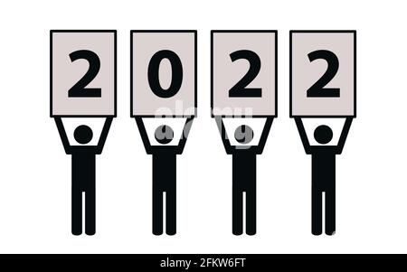 year 2022 team pictogram on a white background Stock Vector