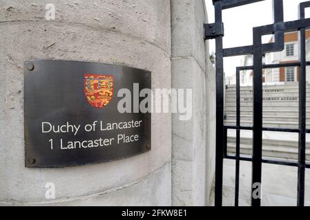 London, England, UK. Offices of the Duchy of Lancaster, 1 Lancaster Place, London, entrance on Waterloo Bridge Stock Photo