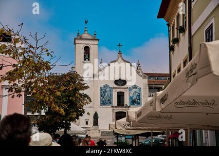 AVEIRO, PORTO PORTUGAL MAY 9 2020: Distant view of the church of Vera Cruz Stock Photo