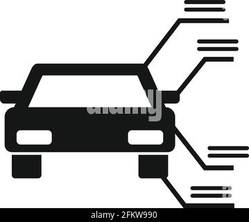 Driving school car description icon, simple style Stock Vector