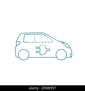 Green icon eco car. Tag, logo, label for personal electric transport, green electro transport. Ecological vehicle isolated on white Stock Vector