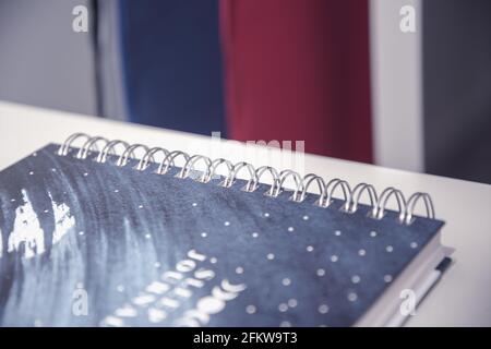 Spiral notebook close up in the office Stock Photo