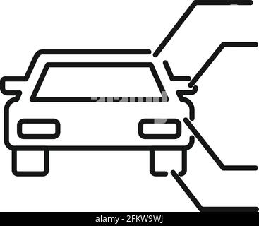 Driving school car description icon, outline style Stock Vector