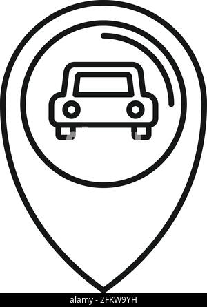 Driving school location icon, outline style Stock Vector