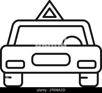 Driving school car icon, outline style Stock Vector