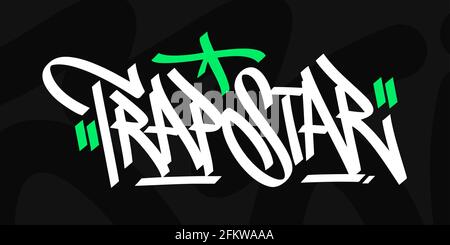 Abstract Hip Hop Hand Written Urban Graffiti Style Words Trap Star Vector Illustration Art Stock Vector