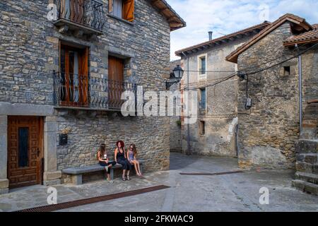 Ligüerre de Ara village behind in Parque Nacional de Ordesa y Monte Perdido in the Pyrenees Huesca Spain Stock Photo
