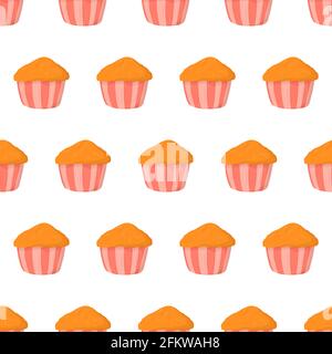 Hand drawn seamless pattern with muffin for wallpaper design. Vector isolated illustration. Stock Vector