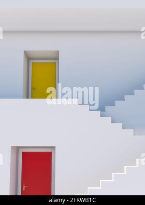 Architectural concept with stairs. 3D rendering Stock Photo - Alamy