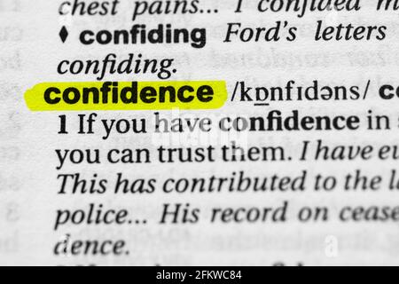 Highlighted word confidence concept and meaning Stock Photo