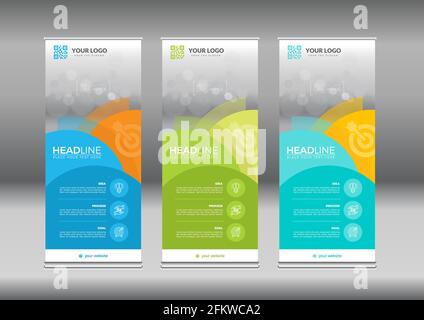 Business Roll Up. Standee Design. Banner Template. Presentation and Brochure Flyer. Stock Vector
