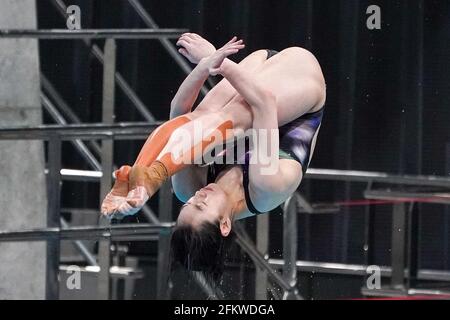 Tokyo. 4th May, 2021. Chang Yani of China competes during the women's 3m springboard final at the FINA Diving World Cup 2021 in Tokyo, Japan on May 4, 2021. Credit: Christopher Jue/Xinhua/Alamy Live News Stock Photo