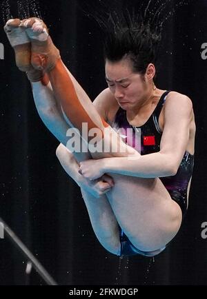 Tokyo. 4th May, 2021. Chang Yani of China competes during the women's 3m springboard final at the FINA Diving World Cup 2021 in Tokyo, Japan on May 4, 2021. Credit: Christopher Jue/Xinhua/Alamy Live News Stock Photo