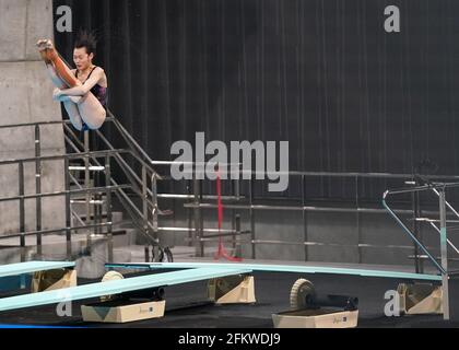 Tokyo. 4th May, 2021. Chang Yani of China competes during the women's 3m springboard final at the FINA Diving World Cup 2021 in Tokyo, Japan on May 4, 2021. Credit: Christopher Jue/Xinhua/Alamy Live News Stock Photo