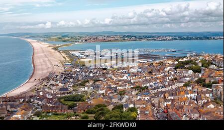 View across Portland and chesil beach Stock Photo