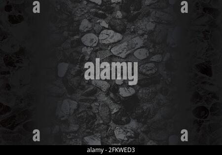 Luxury black metal gradient background with distressed stones, rocks, pebbles, macadam texture. Vector illustration Stock Vector