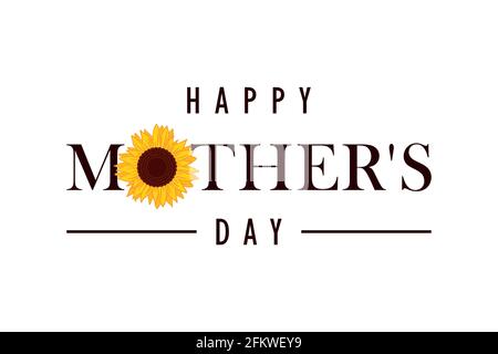 happy Mother's Day greeting banner with sunflower Stock Vector