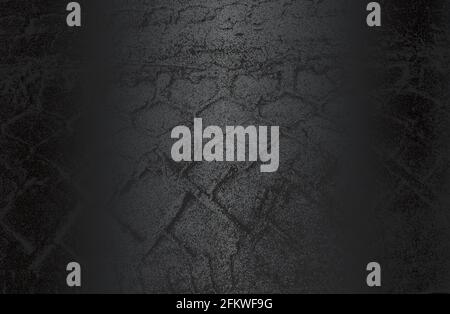Luxury black metal gradient background with distressed tire tracks on the ground texture. Vector illustration Stock Vector