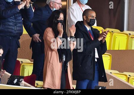 Alize Lim, Tony Parker attend the Monaco vs Lyon - Ligue 1 Uber Eats match at The Louis II Stadium, in Monaco on May 2, 2021. (Photo by Lionel Urman/Sipa USA) Stock Photo