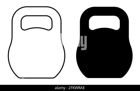 icon round heavy dumbbell, kettlebell for sports, fitness. Body building. Vector Stock Vector