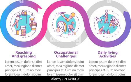 Arm prostheses tasks vector infographic template Stock Vector