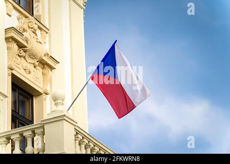 flag of the Czech Republic on the administrative building Stock Photo