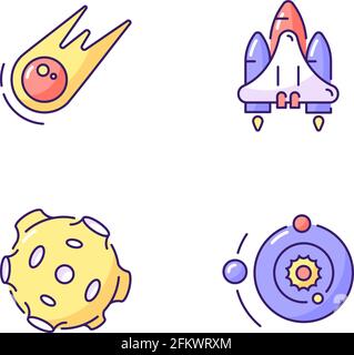 Astronautic RGB color icons set Stock Vector