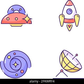 Astronautic RGB color icons set Stock Vector