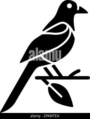 Oriental magpie black glyph icon Stock Vector