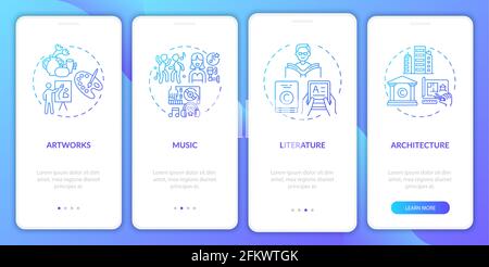 Copyright items onboarding mobile app page screen with concepts Stock Vector